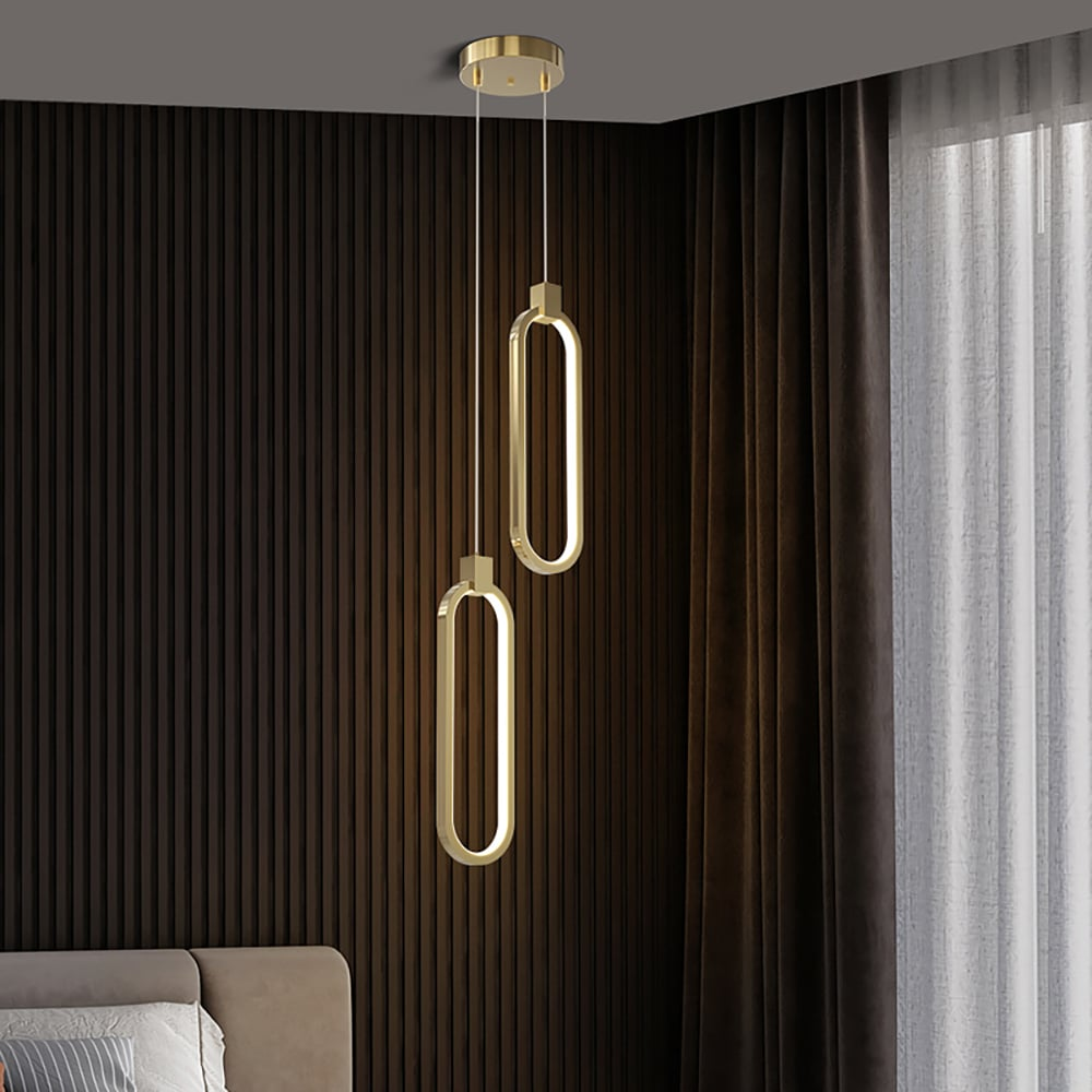 Gold Messing Hängelampe mit zwei Lichtern, Modell Charmed