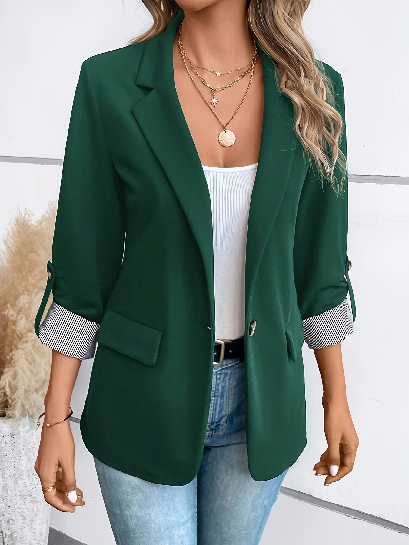 Sarah Blazer Femme Manche Longue Pour Bureau Décontracté Chic Élégant Confort Moderne