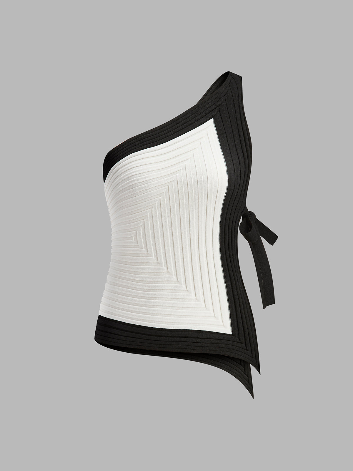 Top Côtelé Sans Manches À Liens Latéraux Asymétrique En Polyester Élasthanne Slim Fit