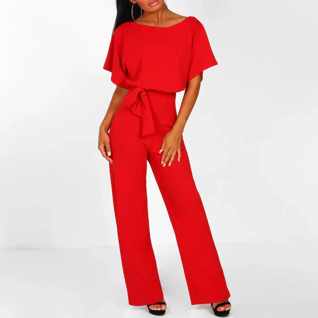 Combinaison Femme Ample Avec Ceinture À Nouer À La Taille Et Jambes Évasées Élégante Et Confortable