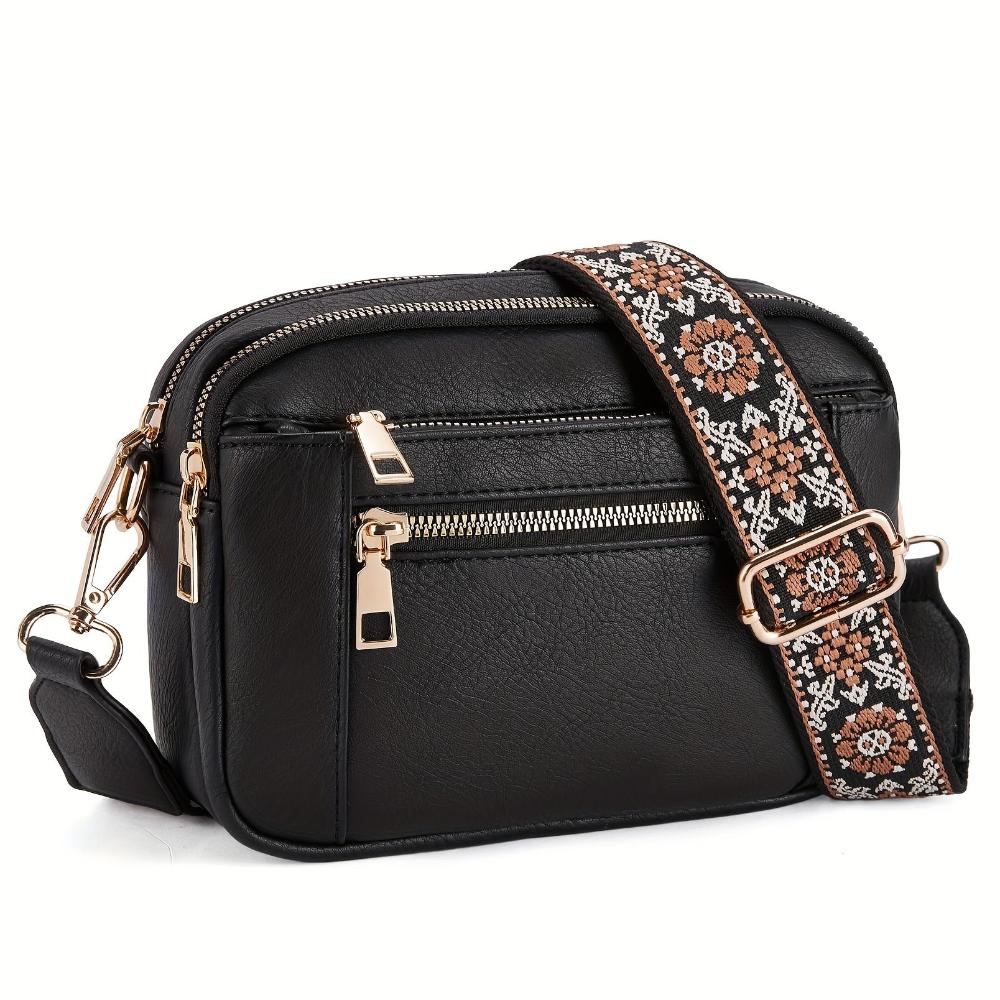 Amawinc Sac Bandoulière Christine En Cuir Végan Compact Avec Plusieurs Poches Zippées