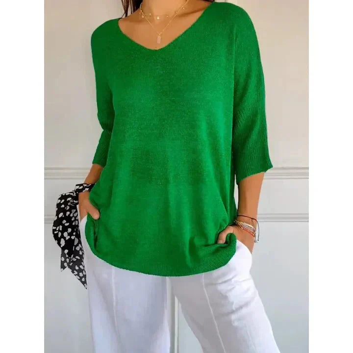 Angenehmes Damen-Strickpullover mit V-Ausschnitt Chiara