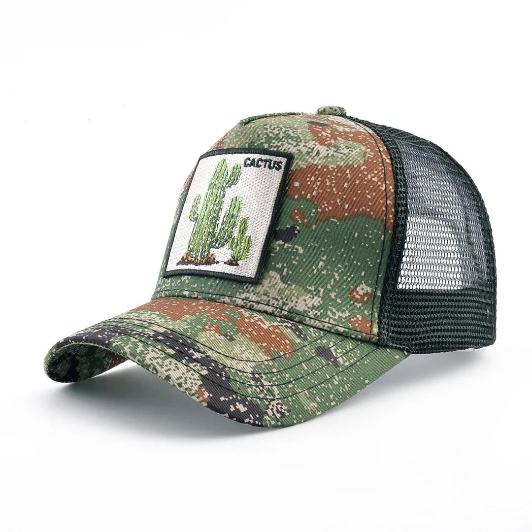 Casquette Trucker Camouflage Pixel Désert Vert Avec Patch Brodé Personnalisé Ajustable Snapback