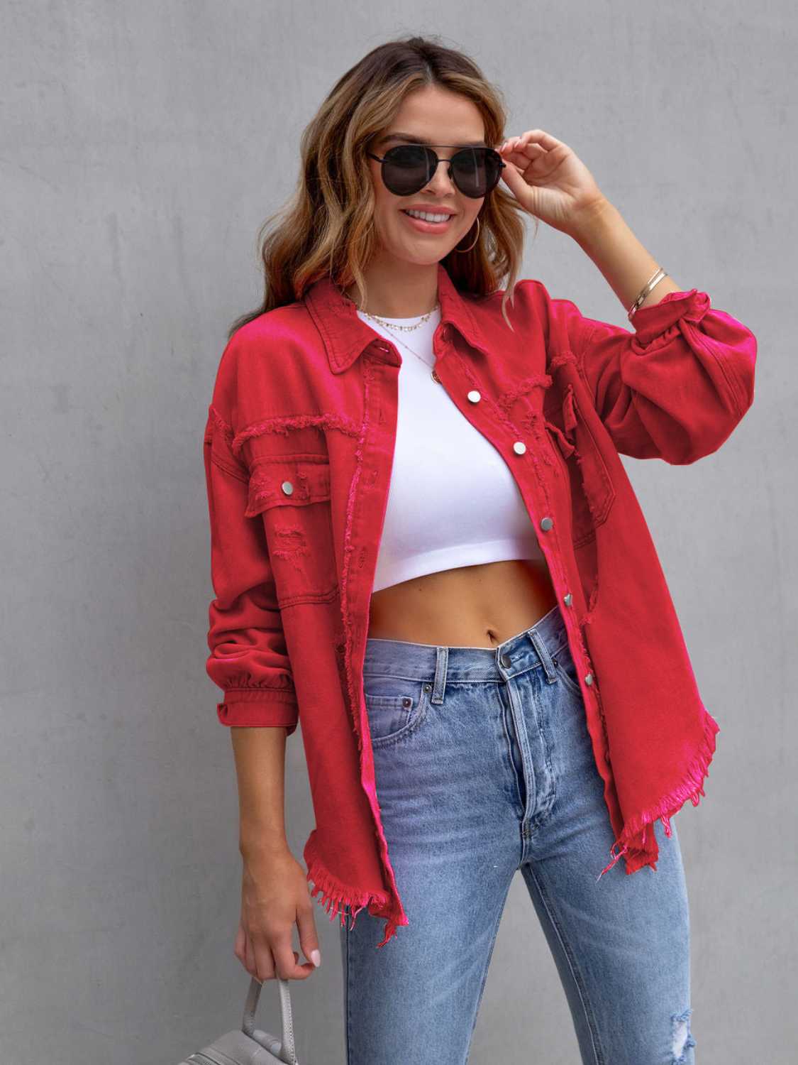 Amara Denim Overshirt with Distressing