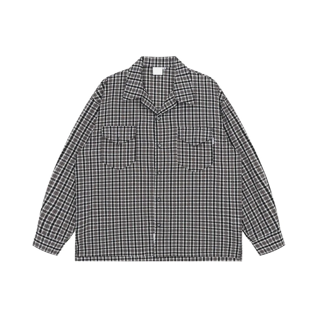 Chemise Memory Plaid 1987 À Carreaux En Coton Coupe Décontractée Poches Poitrine À Rabat Double Col Chemise