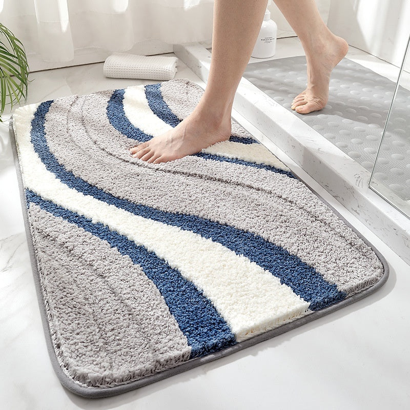 Tapis de Bain Peluche Ondé Antidérapant Contemporain pour Salle de Bains Luxueux et Confort