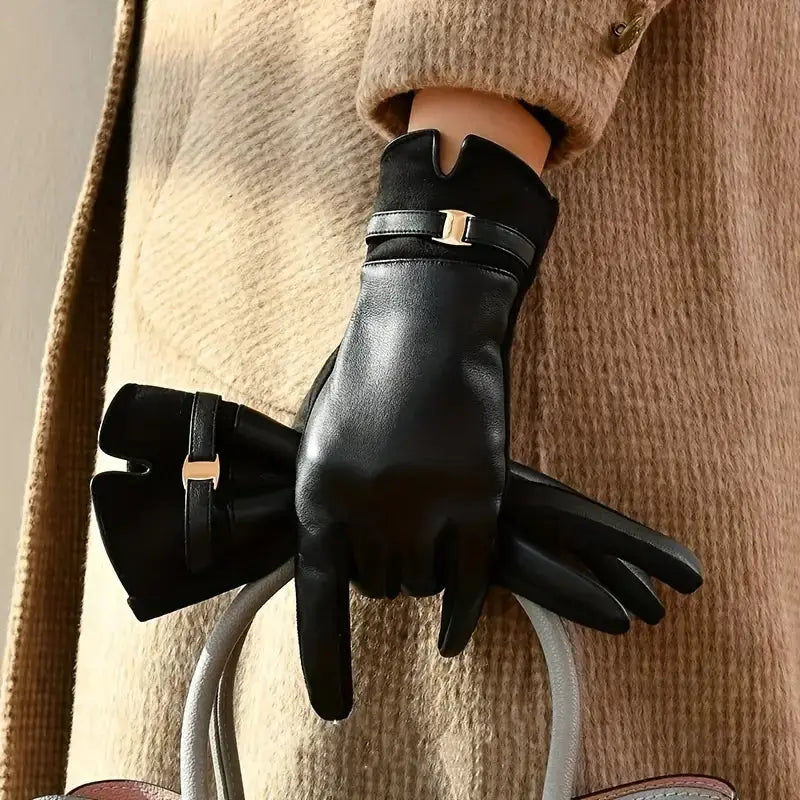 Gants Ava Étanches En Cuir Synthétique Avec Doublure Chaude Pour Conduite Et Activités Extérieures