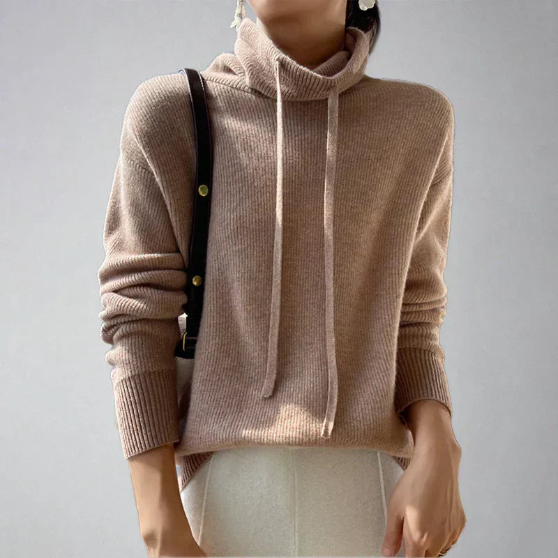 Caitlyn Pull Femme Décontracté Col Roulé Hivernal En Maille Chaud Confortable Doux