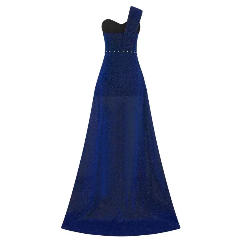 Fudus asymmetrisches ärmelloses Bronzing-Wickelkleid