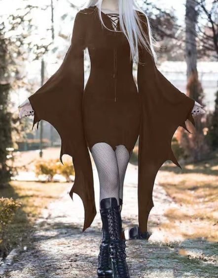 Damen Gothic Nienna Kapuzenkleid, schmal geschnitten, im Vintage-Stil von Fudus