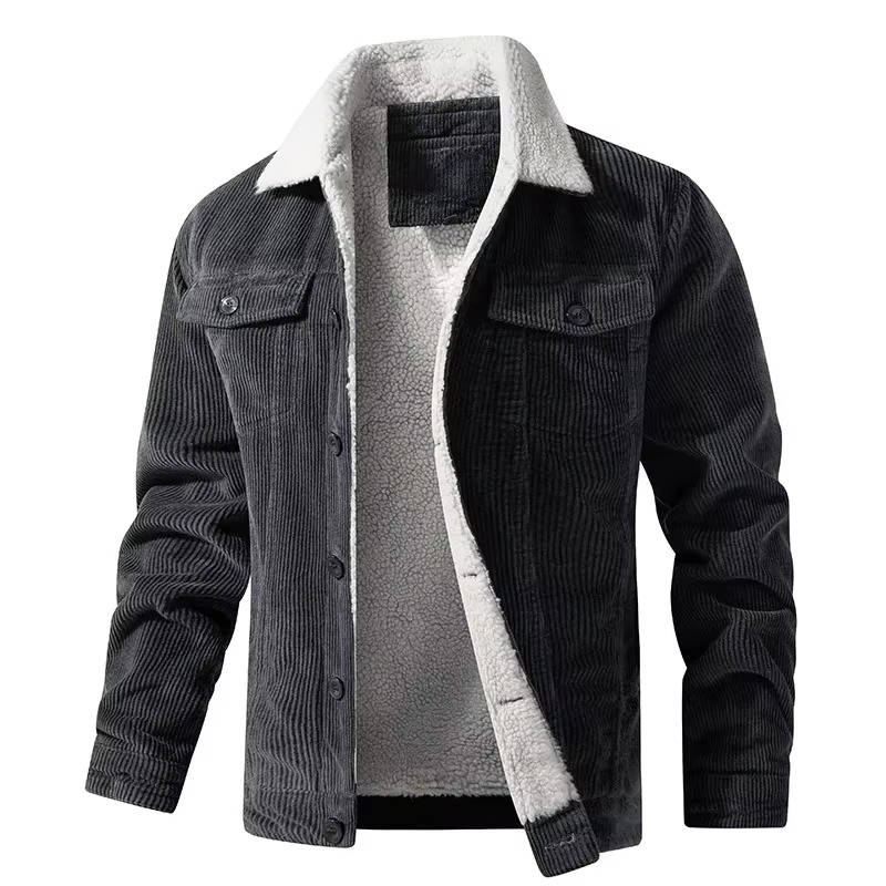 Amawinc Blouson Homme En Velours Côtelé Avec Doublure Sherpa Chaude Pour Temps Froids