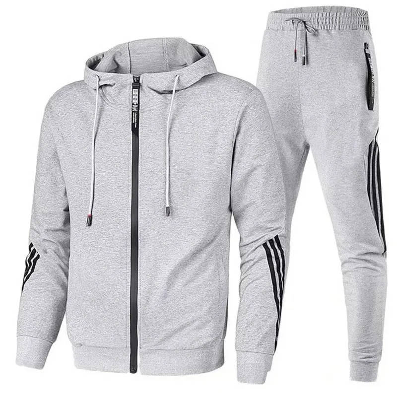 Survêtement Homme 2 Pièces Zippé À Capuche Et Jogging Pour Entraînement Et Vie Quotidienne Confortable