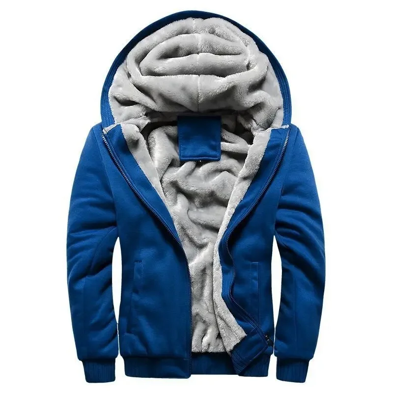 Amawinc Veste Homme À Capuche Doublure Peluche Zip Complet Mélange Coton Coupe Regular Pour Hiver