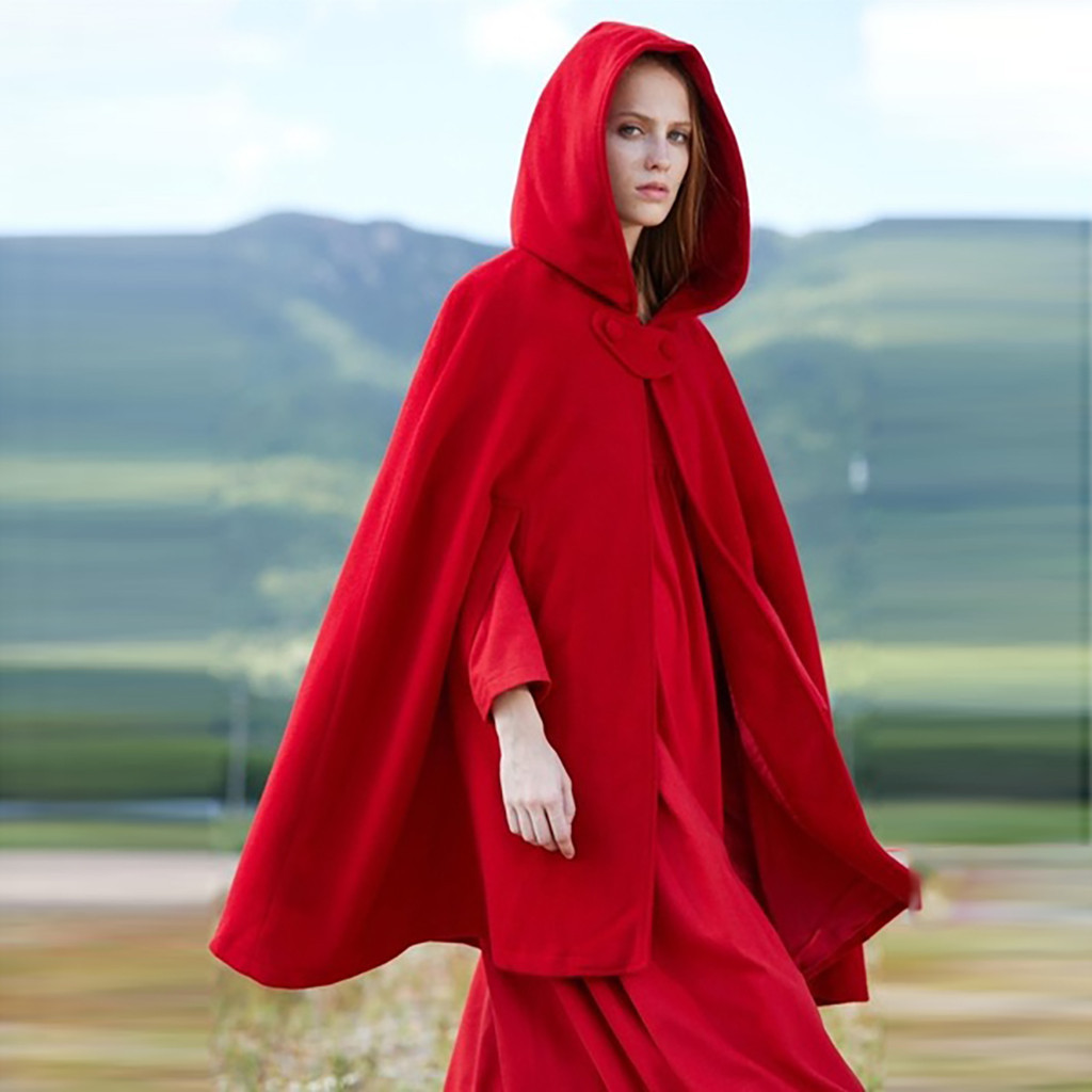 Cape Femme Ample Capuche En Mélange De Laine Mi Longue Ouverture Frontale Drapée Pour Automne Hiver Printemps