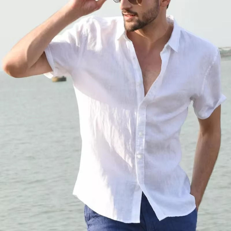 Chemise Homme en Lin Été Léger Respirante pour Temps Chaud Bureau Décontracté Quotidien