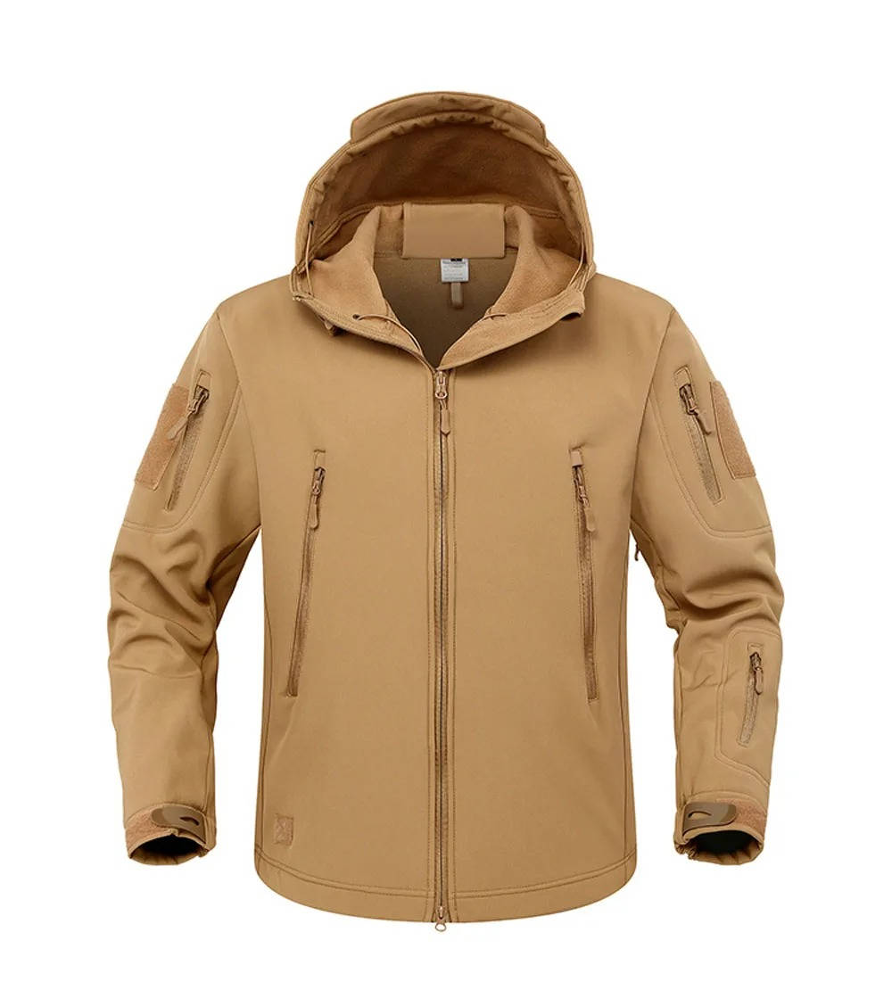 Amawinc Veste Softshell Tactique Homme Avec Capuche Coupe Vent Et Résistante À L Eau Multiples Poches Zippées