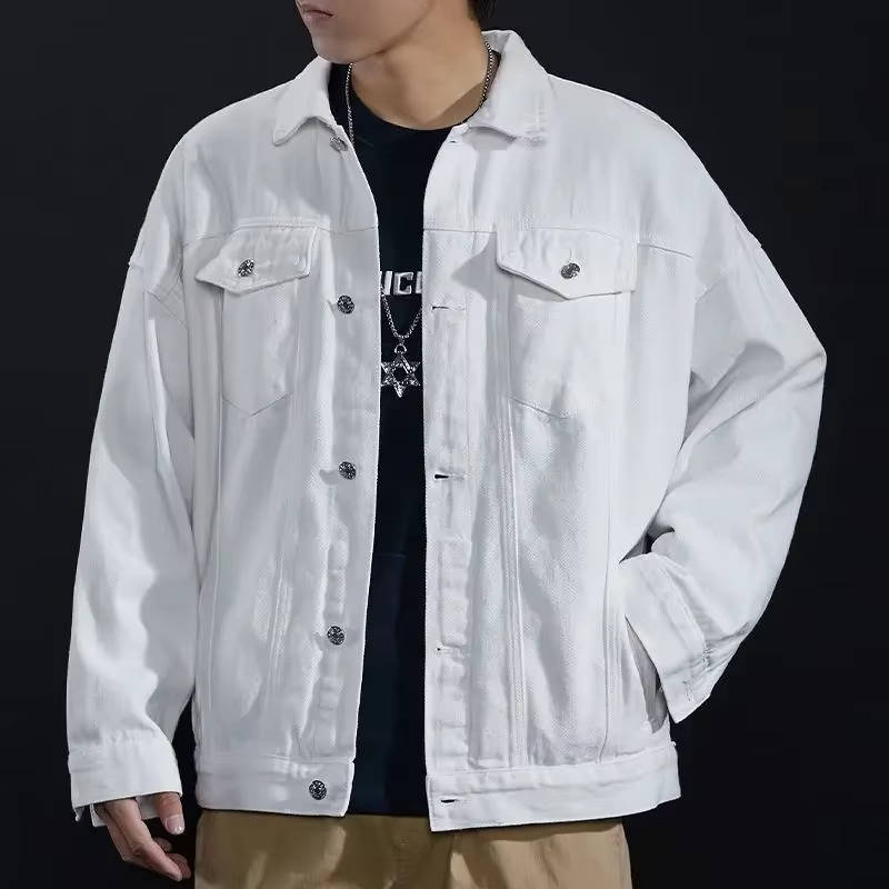 Veste En Jean Pour Homme Vert Olive Avec Boutons Devant Et Poches Poitrine Classiques