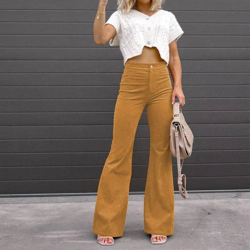 Pantalons Flare En Velours Côtelé Pour Femmes Confort Vintage Et Stretch Tout Au Long De La Journée
