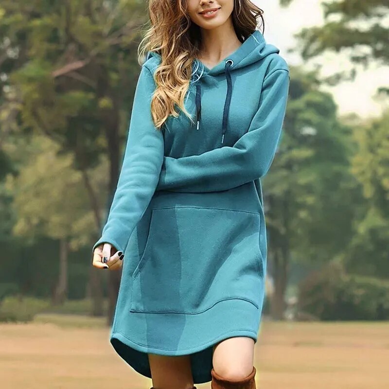 Gemütliches, langes Kapuzen-Sweatshirtkleid von Juris
