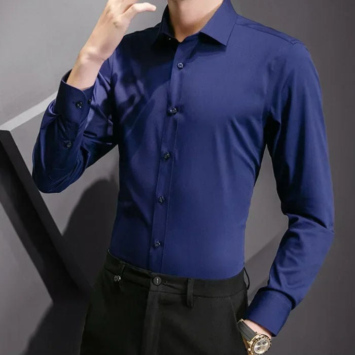 Chemise Homme À Manches Longues Sans Poche Amawinc Confort Toute La Journée Et Résistante Aux Plis