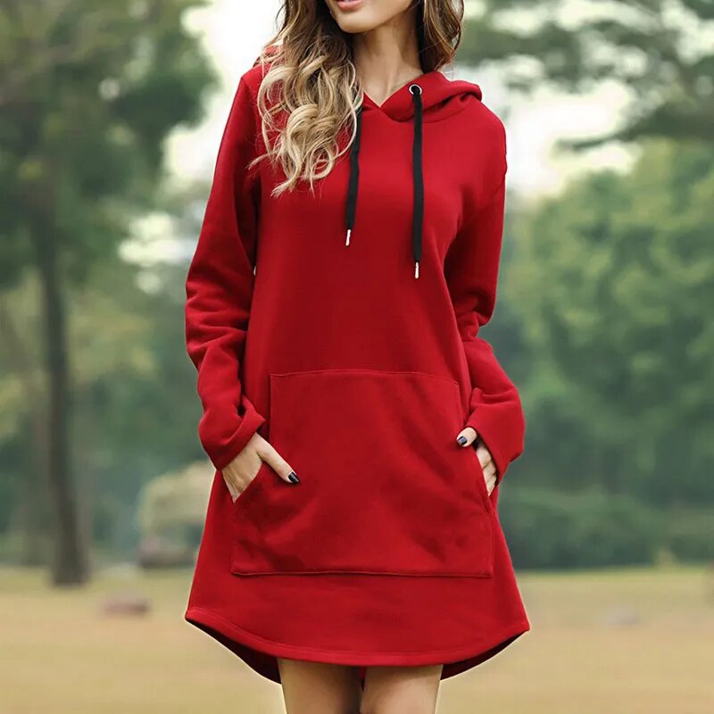 Gemütliches, langes Kapuzen-Sweatshirtkleid von Juris