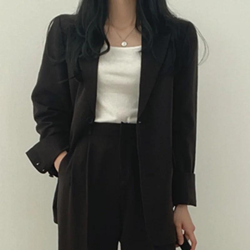 Ensemble Tailleur Femme Hailey Avec Veste Longue Et Pantalon Taille Haute Pour Bureau Et Quotidien