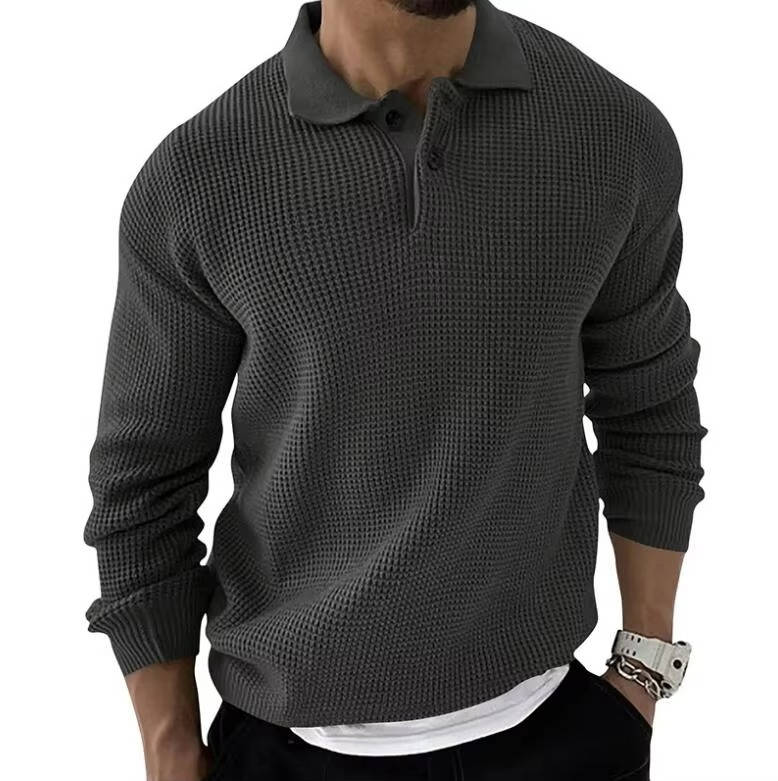 Amawinc Pull Homme En Maille Gaufre À Manches Longues Confort Quotidien Texture Gaufre Douce