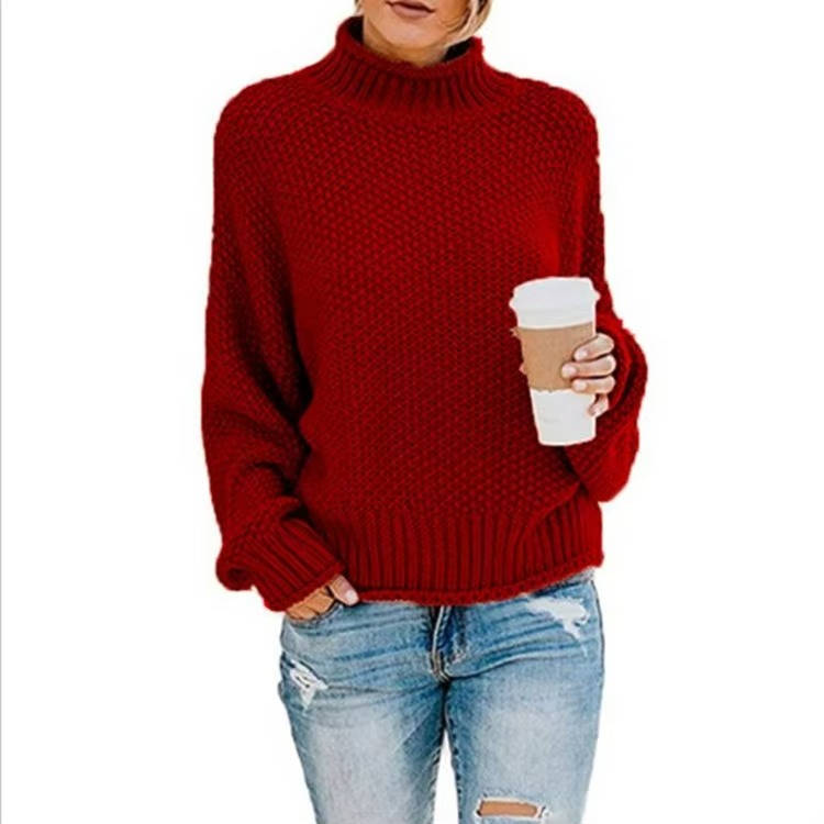 Pull En Maille Pour Femme Col Roulé Confortable Et Décontracté Pour Le Quotidien
