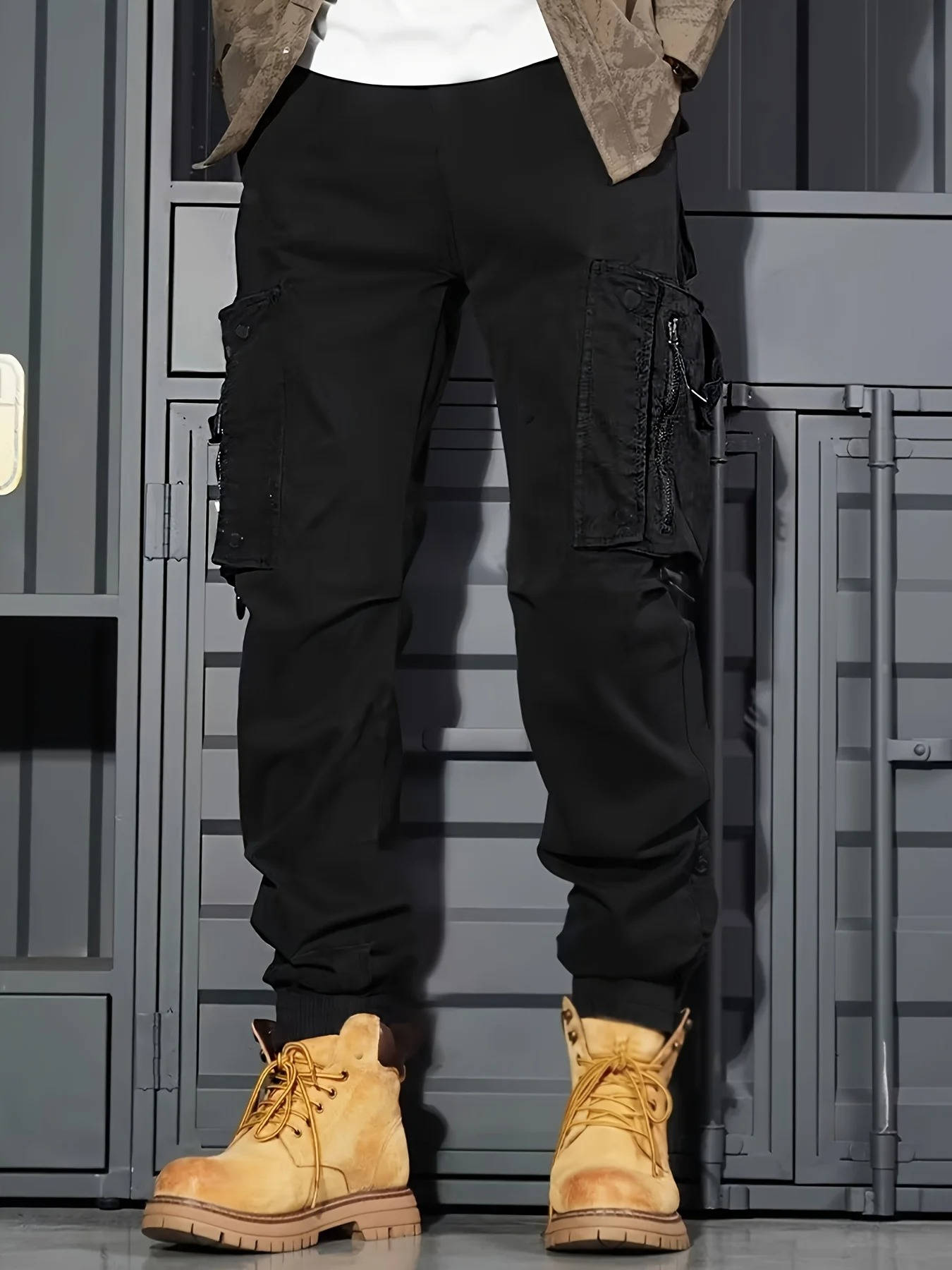 Pantalon Cargo Jogger Homme Durable Kaki Avec Multiples Poches Style Tactique Pour Plein Air
