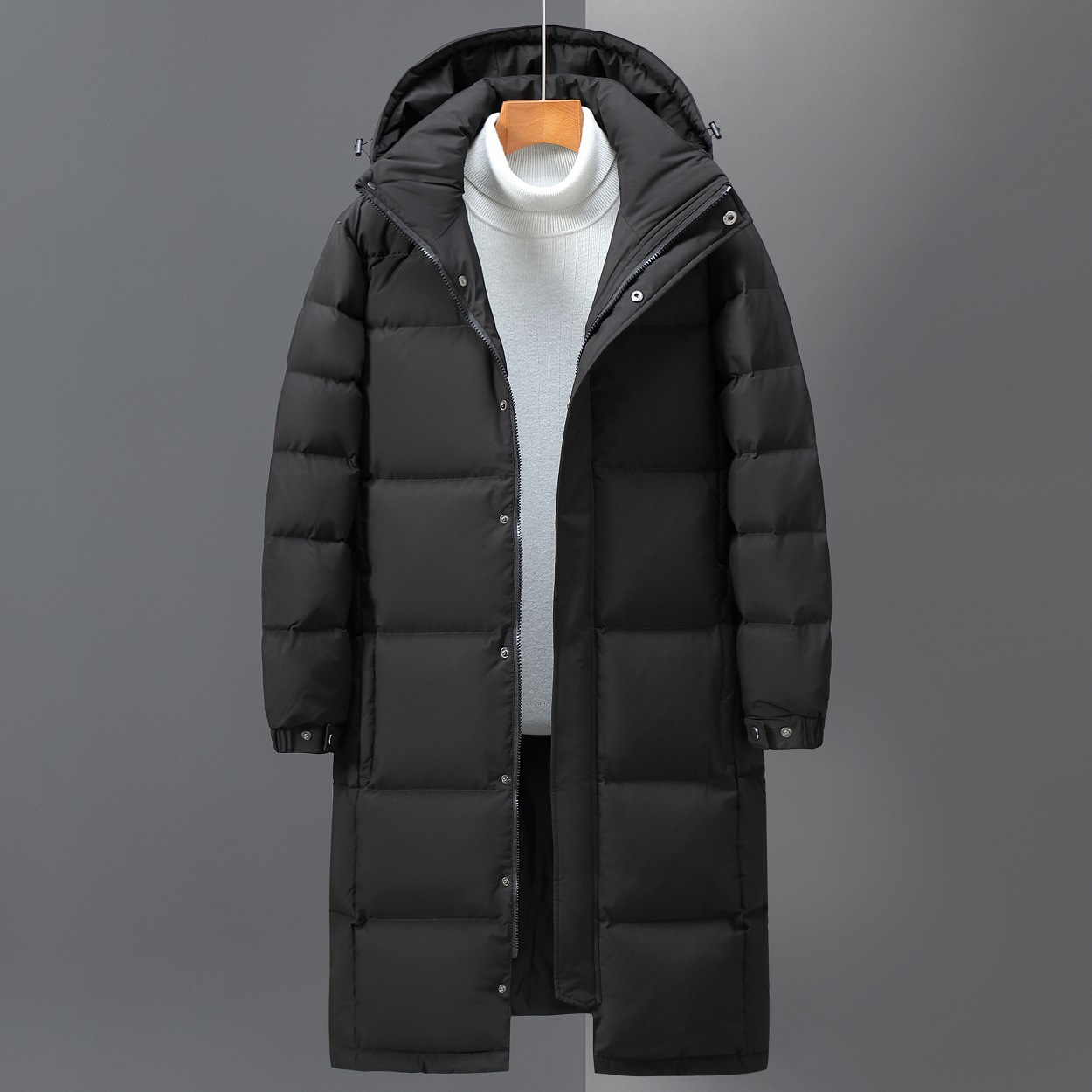 Manteau Trench Matelassé À Capuche Pour Homme Avec Isolation Hivernale Et Coupe Décontractée Longueur Totale