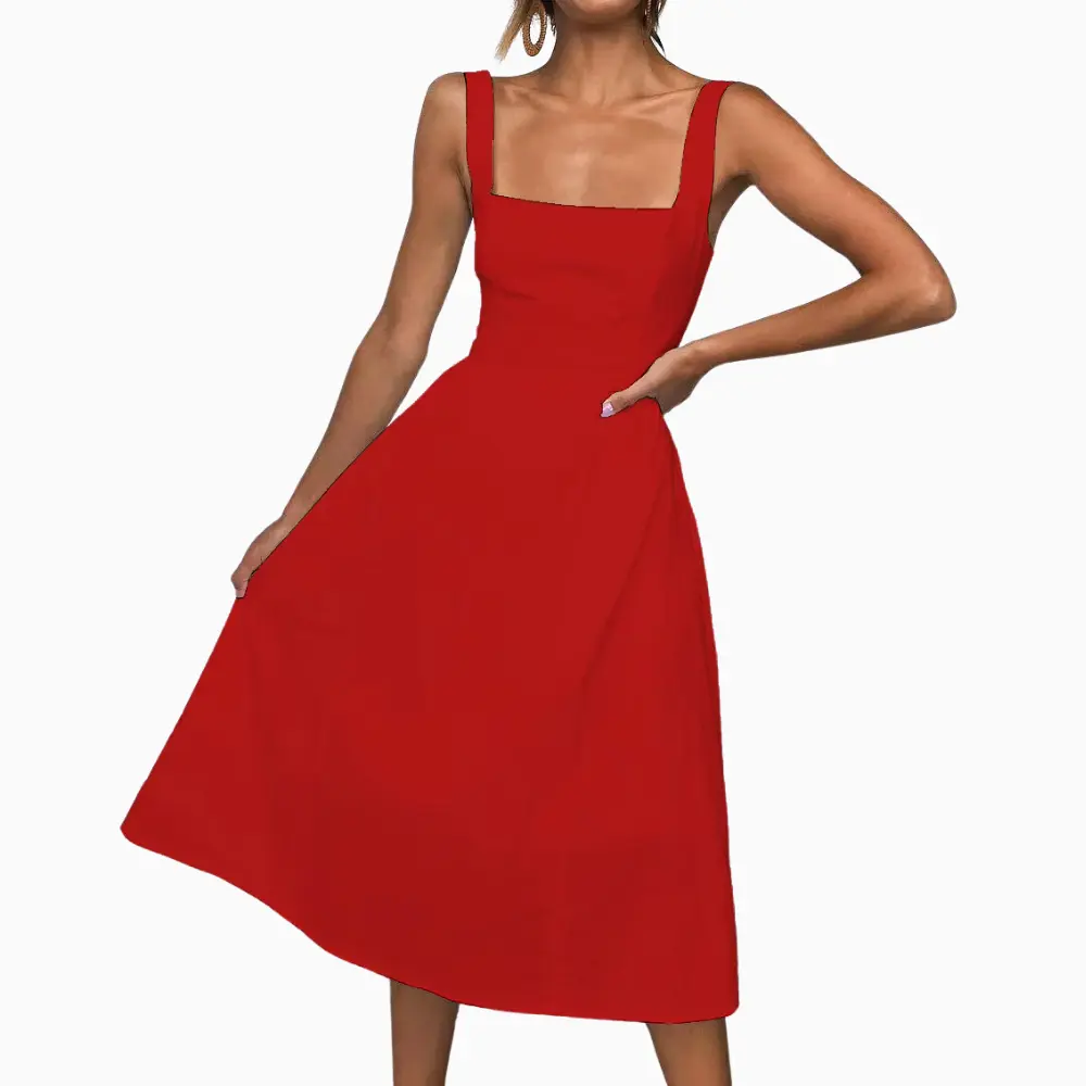 Robe Midi À Col Carré Froncée Drea Par Amawinc Pour Été Silhouette Épurée Et Confortable