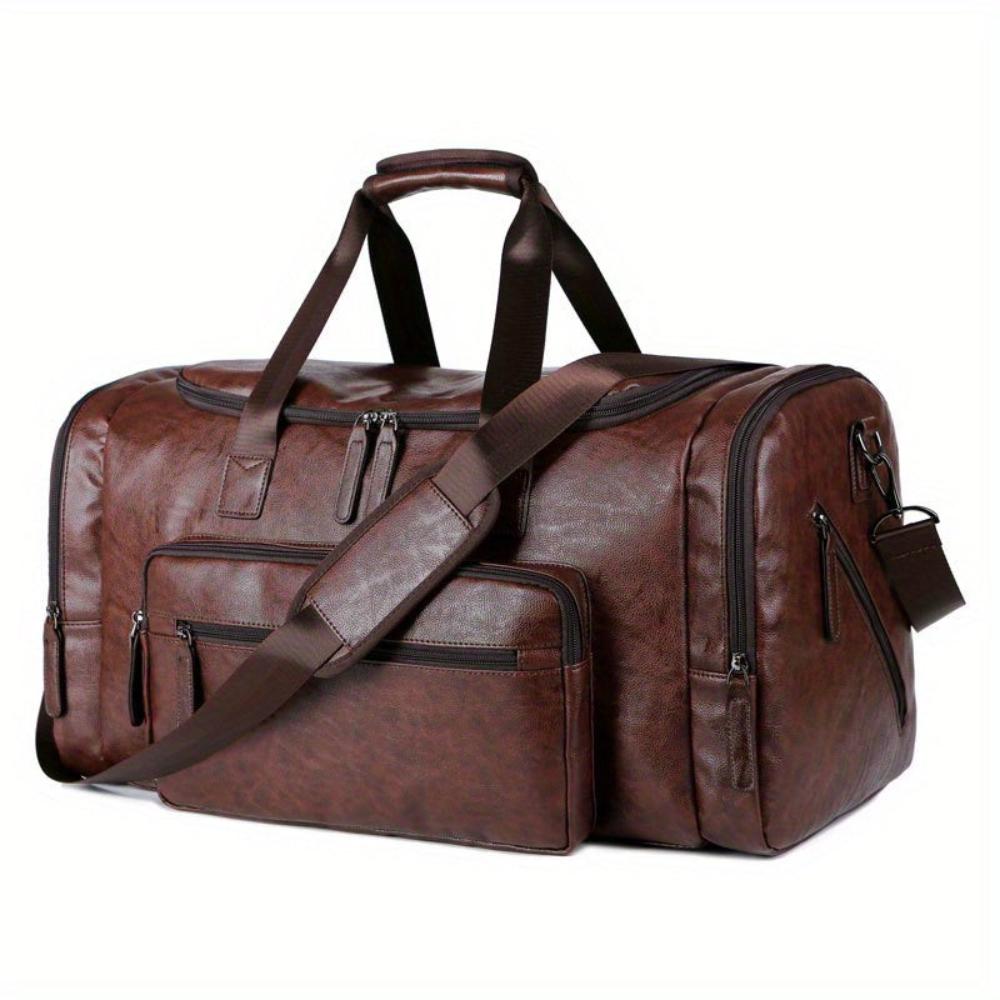 Amawinc Sac Duffle Aiden Cuir Végan Pour Voyage Avec Grand Compartiment Et Bandoulière Réglable