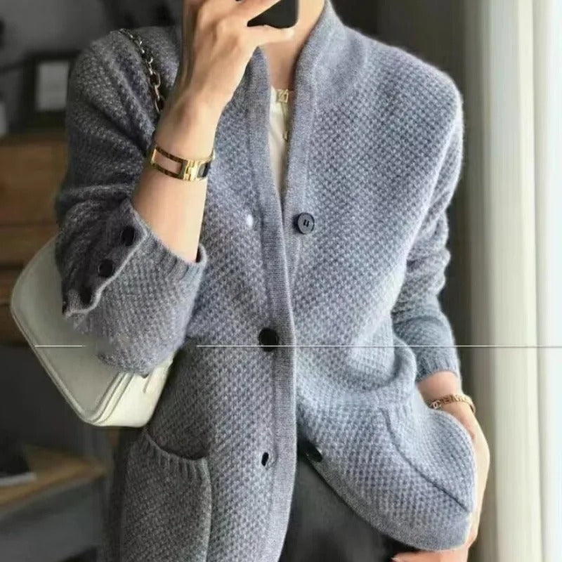 Gabrielle Cardigan Douillet En Maille Avec Poches Ouvertes Boutons Pour Femmes Chic Confortable