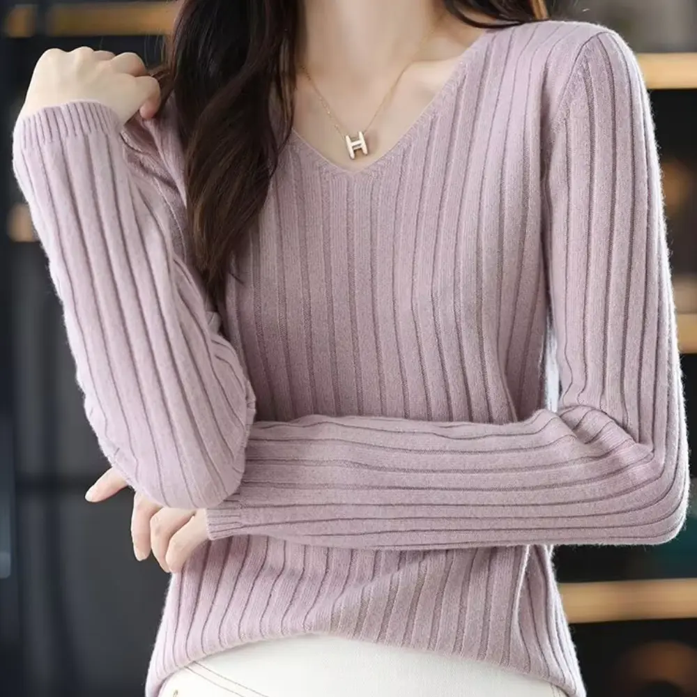 Pull Femme Ella Col V En Maille Douce Longues Manches Idéal Bureau Ou Décontracté