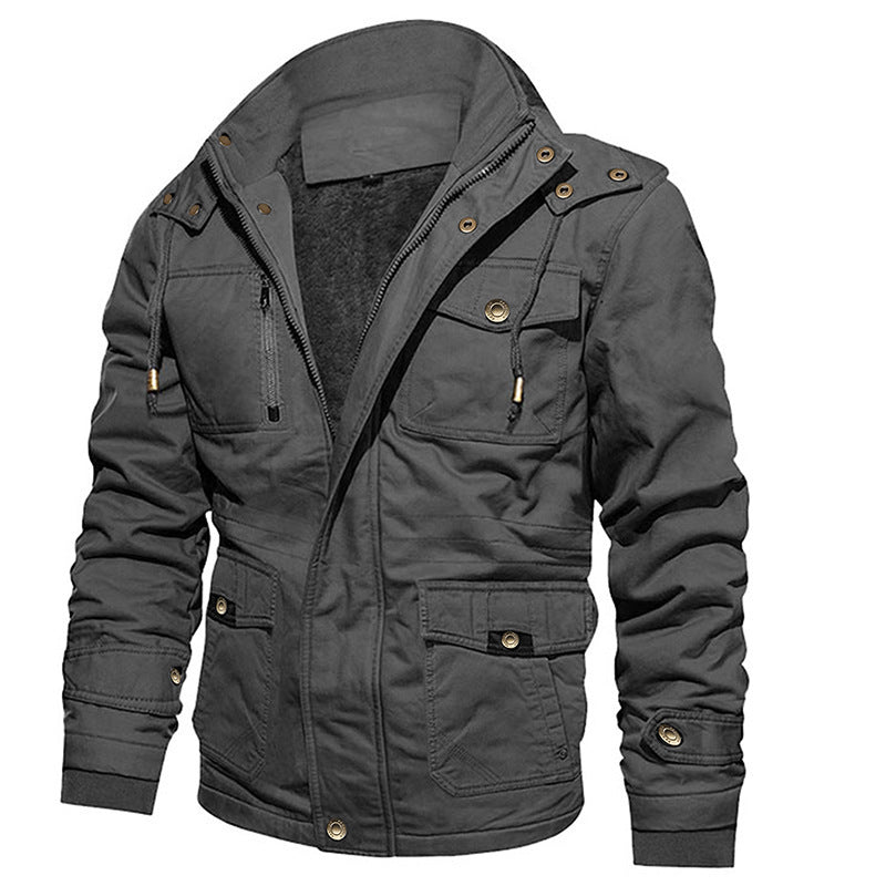 Baumwoll-Kapuzenjacke Neil mit Vintage-Look und Fleece-Innenfutter