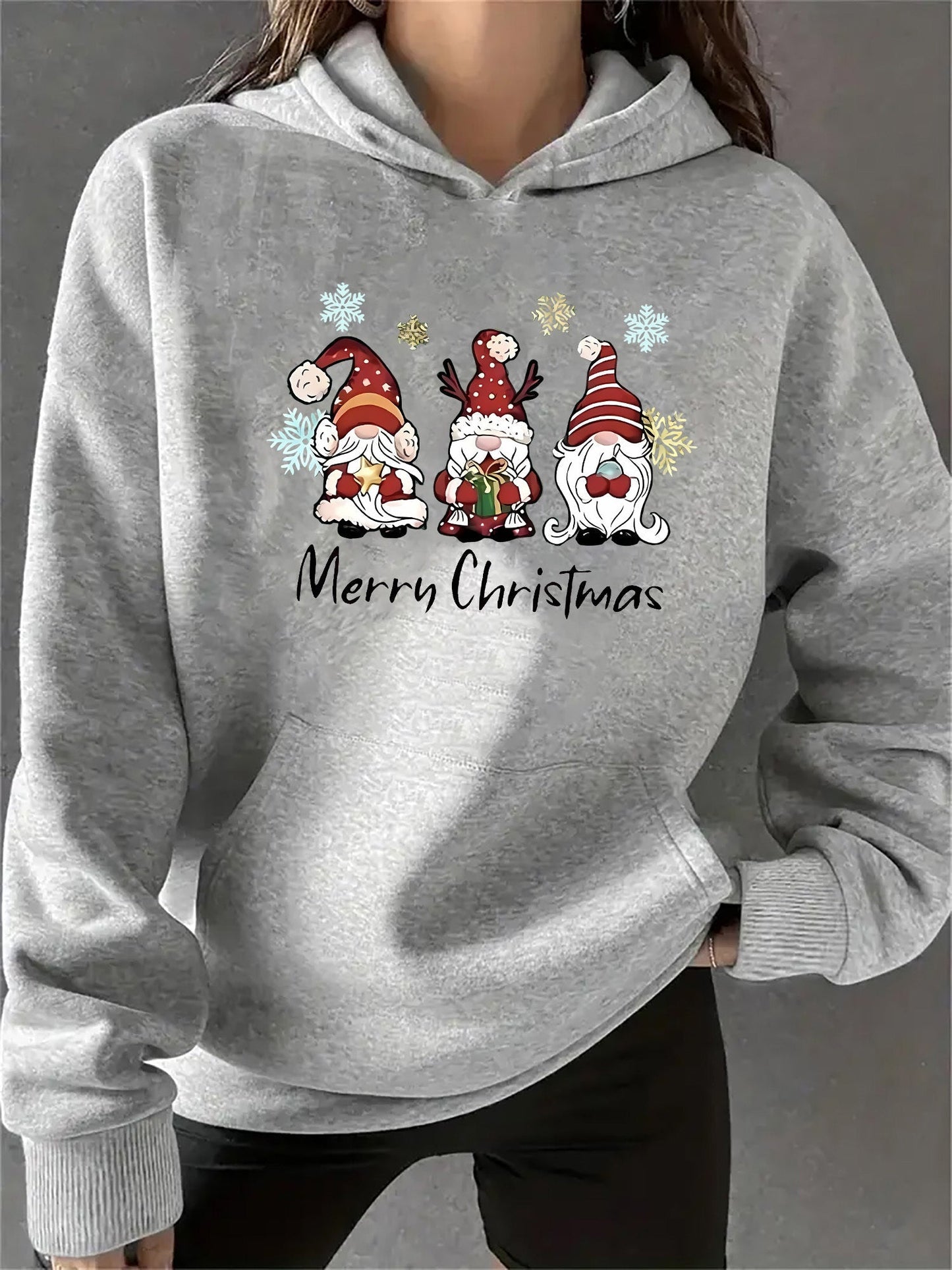 Amawinc | Kapuzenpullover mit Weihnachtsdruck Baumwolle Weihnachtsmann Design