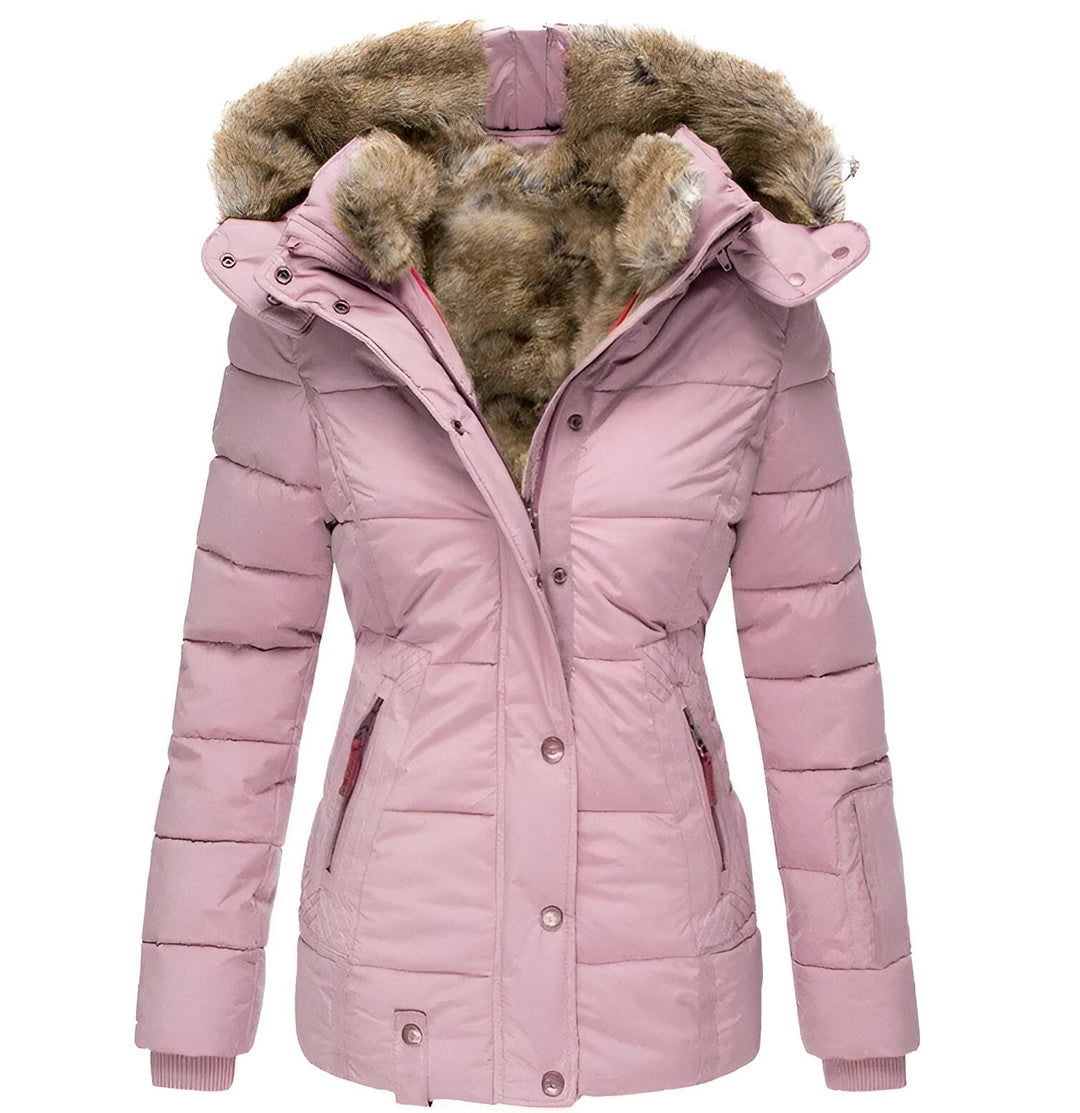Veste Matelassée À Capuche Pour Femmes Avec Bordure En Fourrure Pour Chaleur Et Élégance Hivernale Confort