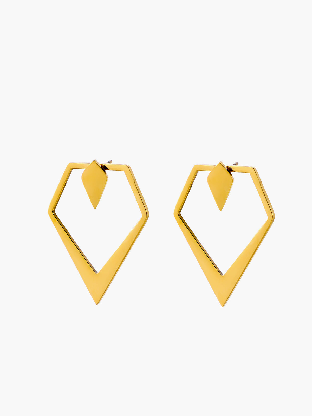 Geometric V-Shaped Gold Stud Earrings - Amawinc