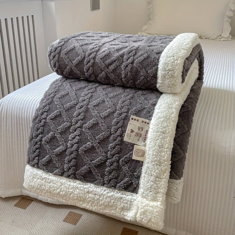 Couverture Sherpa Contemporaine Avec Texture Diamant Pour Un Confort Ultra Doux Et Luxueux