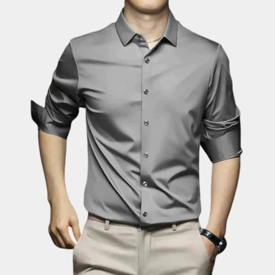Chemise Homme Sans Pli Thermique À Manches Longues Coupe Structurée Pour Temps Froid Semi Formelle