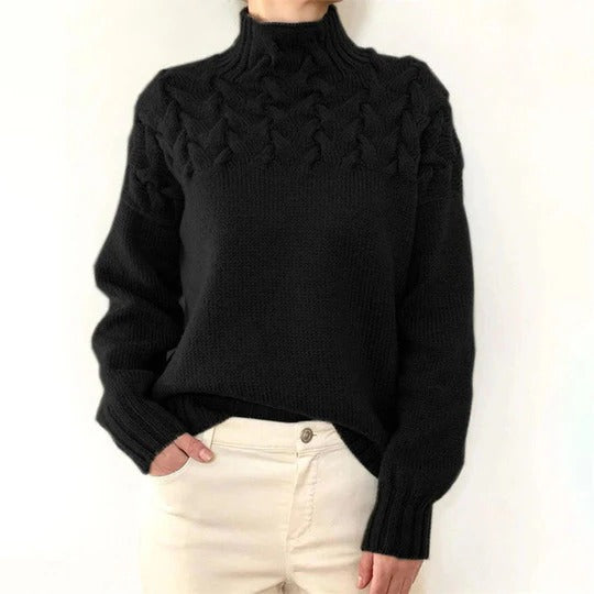 Pull Col Roulé Long En Maille Pour Femmes Silhouette Décontractée Chaud Pour Hiver Et Automne