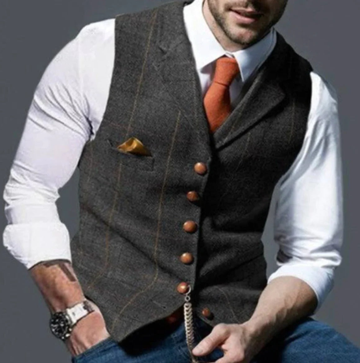 Gilet Homme Style Vintage Avec Col À Encoche Pour Tenue Formelle Ou Décontractée Indispensable