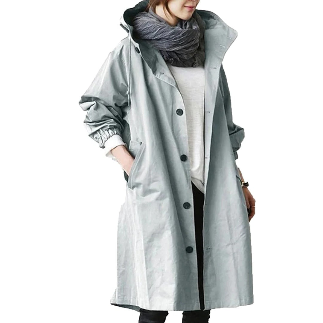 Imperméable Mi Long À Capuche Étanche Avec Poches De Rangement Léger Et Confortable