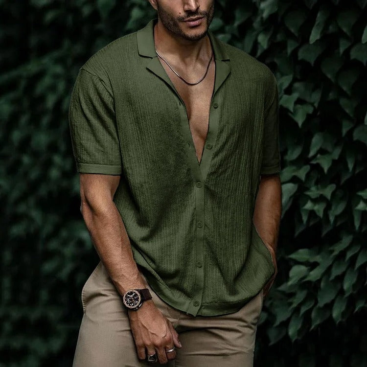 Amawinc Chemise Homme Été Légère À Manches Courtes Boutonnée Style Décontracté Classique
