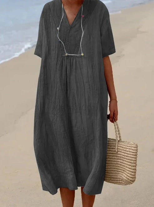 Robe Été Jasmine Midi Respirante et Confortable Pour Journées Chaudes et Sorties Décontractées