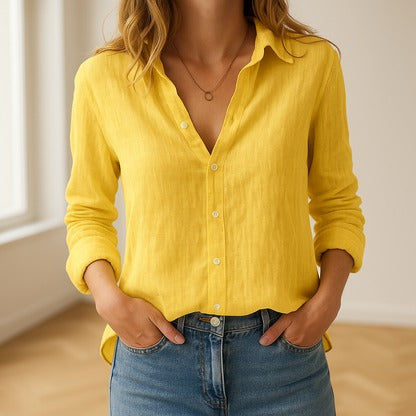 Blouse Femme Aérée À Coupe Droite Élégante Minimaliste Et Polyvalente Pour Quotidien Et Tenues Formelles