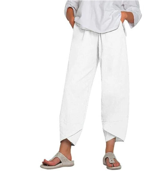 Pantalon Femme Léger À Coupe Cropped Confortable Et Décontracté Pour Tous Les Jours