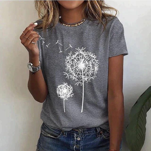 T Shirt Femme Été À Encolure Ronde Léger Confortable Polyvalent Pour Bureau Et Sorties