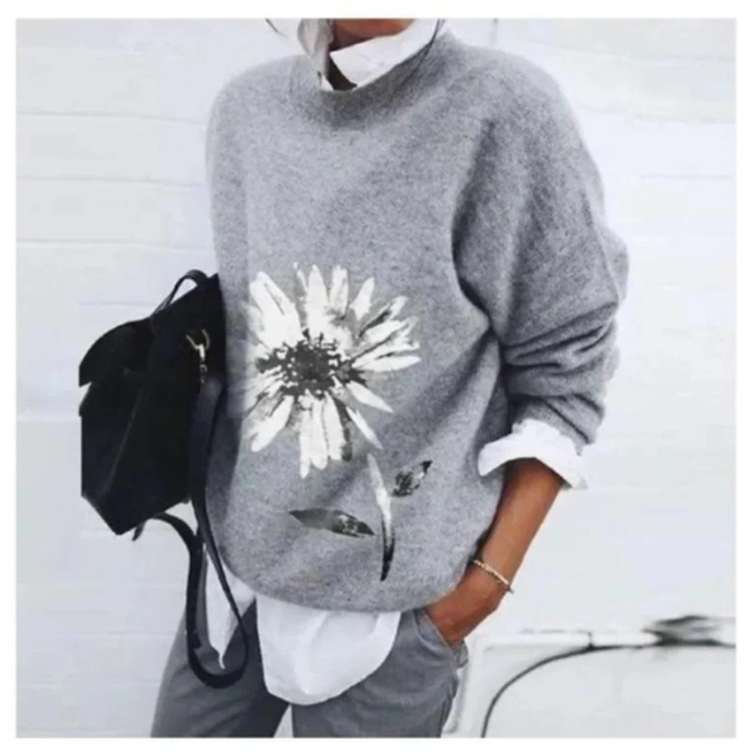 Pull Femme Floral Confortable À Motifs Fleuris Pour Tous Les Jours Et Loisirs Chic Décontracté