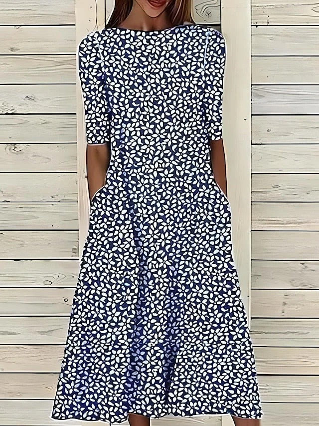 Robe Midi Florale A Line Fluide Pour Printemps Et Été Élégante Et Décontractée Amawinc